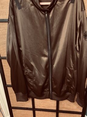 SEAN JOHN BRAND MENS Size 3XLT CHOCOLATE BROWN ZIPPER FRONT,POCKET KNIT COLLAR